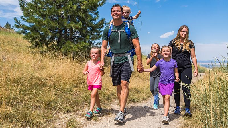 Dr. Dickson on the trails with his family